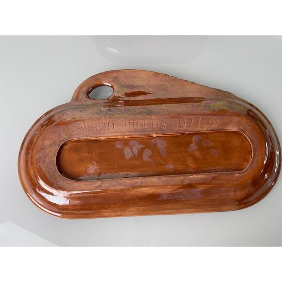 Vintage Byron Molds 1977 Pumpkin Ceramic Trinket Box & Tray, Signed Hand Painted - Picture 6 of 12